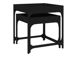 Mesitas auxiliares 2 uds madera contrachapada negra