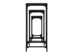 Mesitas auxiliares apilables 3 uds madera de ingeniería negro