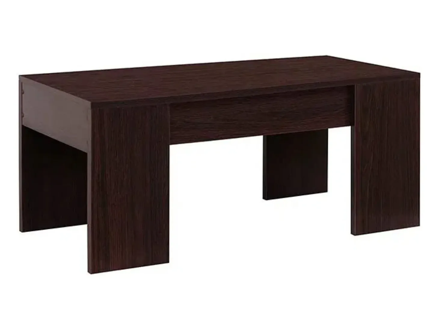 Meyvaser - Mesa de Centro Elevable, Mesita de Sal贸n o Comedor, Acabado en Color Wengue, Medidas: 90 cm (Ancho) x 50 cm (Fondo) x 46-57 cm (Alto)