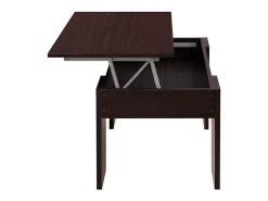 Meyvaser - Mesa de Centro Elevable, Mesita de Sal贸n o Comedor, Acabado en Color Wengue, Medidas: 90 cm (Ancho) x 50 cm (Fondo) x 46-57 cm (Alto)