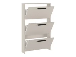 Meyvaser - Zapatero con 3 Puertas, Mueble para Zapatos Estrecho en Color Beige, Medidas: 115 cm (Alto) x 68,5 cm (Ancho) x 17 cm (Fondo)