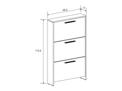 Meyvaser - Zapatero con 3 Puertas, Mueble para Zapatos Estrecho en Color Mauvella, Medidas: 115 cm (Alto) x 68,5 cm (Ancho) x 17 cm (Fondo)