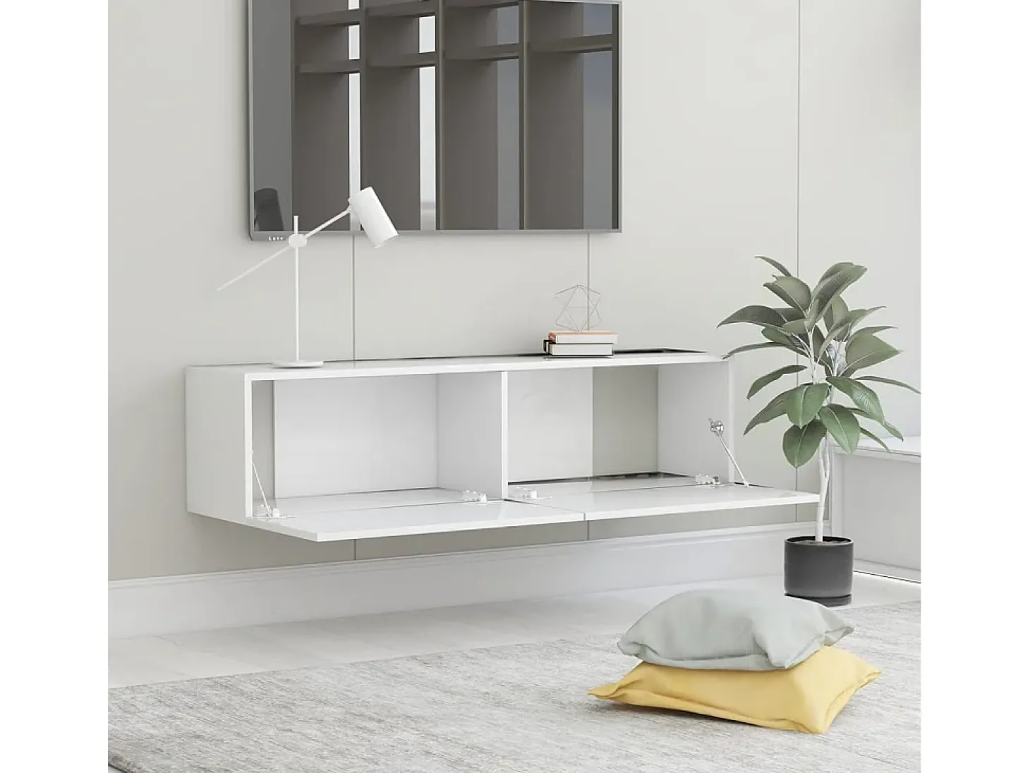 Mitchel Mueble de TV madera de ingeniería blanco 120x30x30 cm