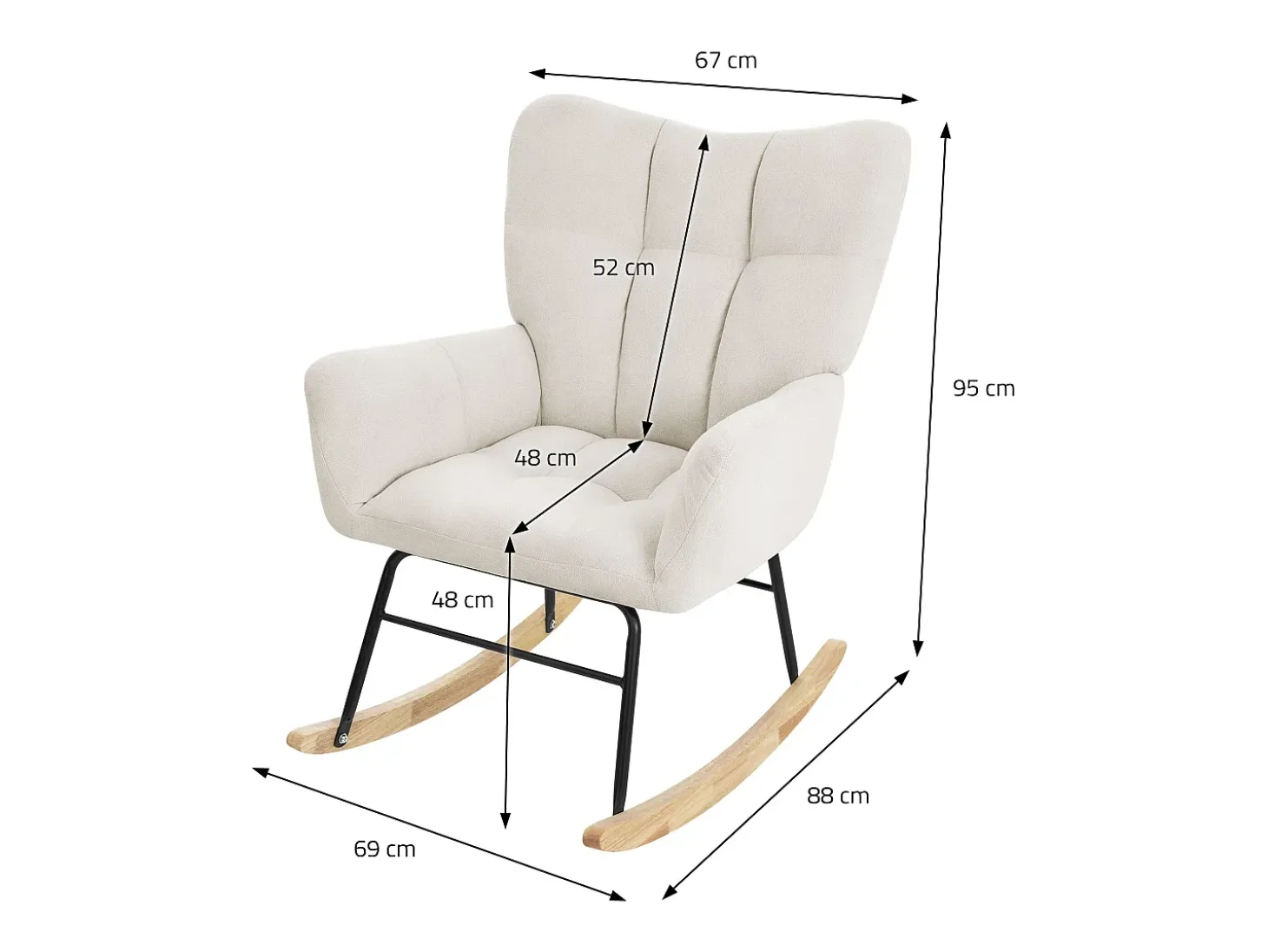 ML-Design Mecedora Beige, con Funda de Tejido, Estructura de Acero para Dormir