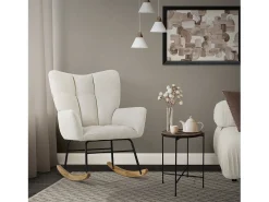 ML-Design Mecedora Beige, con Funda de Tejido, Estructura de Acero para Dormir