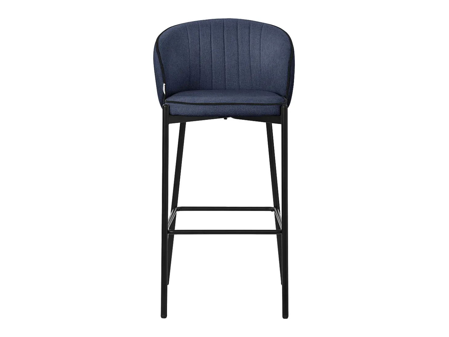 ML-Design 2x Taburetes de bar azul oscuro con tapizado de tela, 76cm sillas con respaldo y reposapíes, estructura metálica sillones para encimera