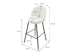 ML-Design 2x Taburetes de bar beige con tapizado de tela, 75cm altura, sillas con respaldo y reposapíes, estructura metálica sillones para encimera