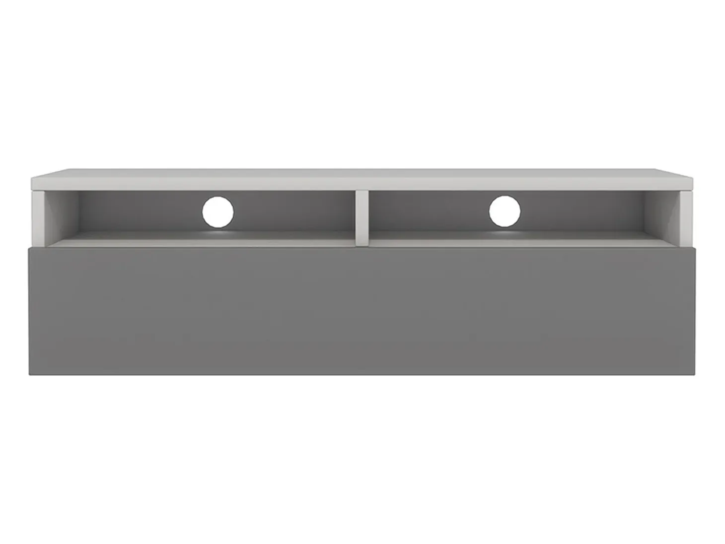 Mobile TV con cassetto - bianco opaco / grigio lucido con LED - 100 cm - REDNAW