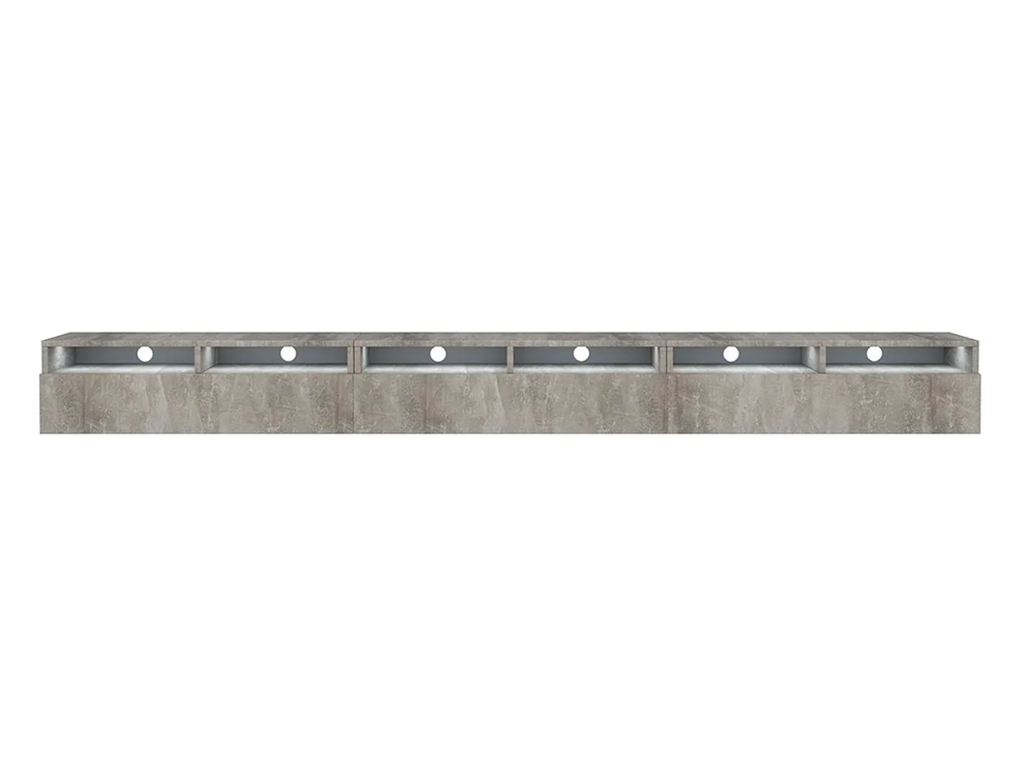 Mobile TV con tre cassetti - effetto cemento con LED - 300 cm - REDNAW