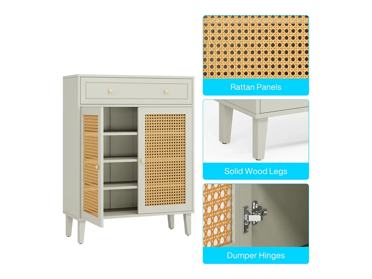 Modern shoe cabinet with doors and drawers, mint green wicker shoe cabinet with adjustable shelf