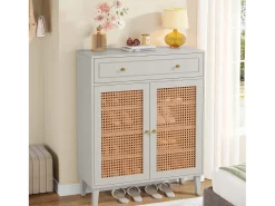 Modern shoe cabinet with doors and drawers, mint green wicker shoe cabinet with adjustable shelf