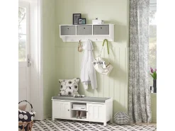 Moderna estantería de Pared, Perchero, Estante de Pared,con 5 Ganchos y 3 cajones,L100 cm FRG282-W SoBuy ES