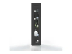 Moderna vitrina de salón negra con puerta 4 estantes de cristal Nota Vidrio