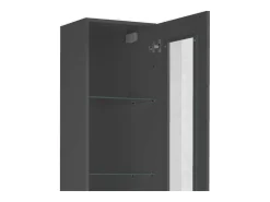 Moderna vitrina de salón negra con puerta 4 estantes de cristal Nota Vidrio