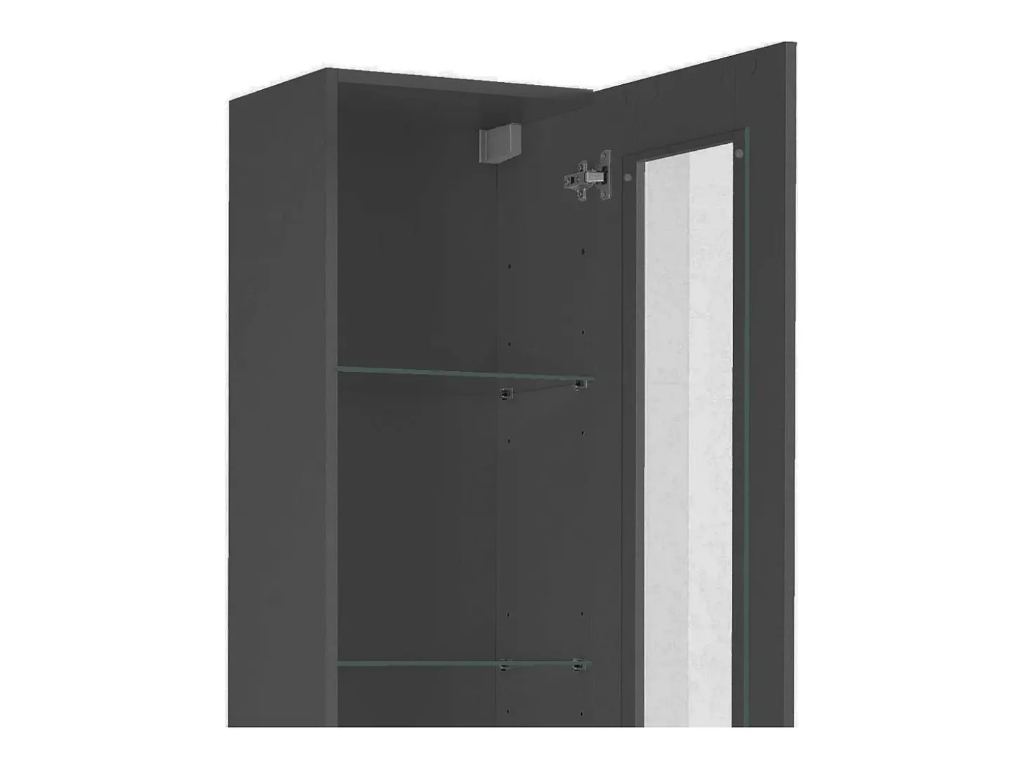 Moderna vitrina de salón negra con puerta 4 estantes de cristal Nota Vidrio