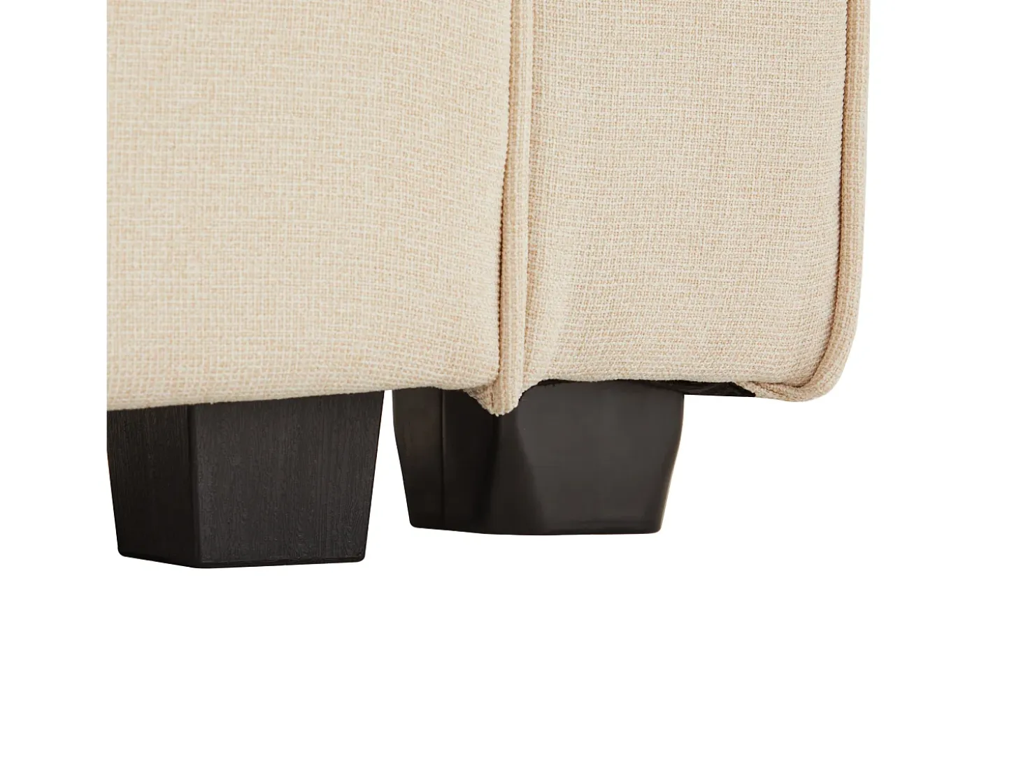 Moderno sofá recto de 4 plazas con bolsillos laterales y cojines - en tejido de lino - mueble de salón - beige