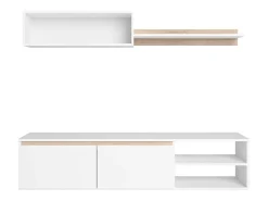 Modulo TV Salón Comedor Nórdico Blanco Mate y Roble Sahara 160 cm
