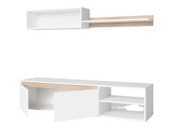 Modulo TV Salón Comedor Nórdico Blanco Mate y Roble Sahara 160 cm