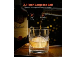 Molde de Hielo SucceBuy Prensa de Hielo, Kit de Máquina de Hielo de 5.3 cm para Whisky, Plata, Ideal para Bebidas y Fiestas