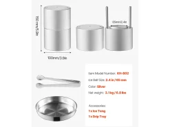 Molde de Hielo SucceBuy Prensa de Hielo Ice Diamond, Máquina de Bolas de 6.5cm, Kit de Prensa de Hielo para Whisky, Perfecto para Uso Doméstico