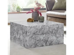 MONOBLOC 60x30x60 cm alto brillo con aspecto mármol blanco | Mesa de salón de diseño Cube square | Forma de cubo de la mesa auxiliar del salón