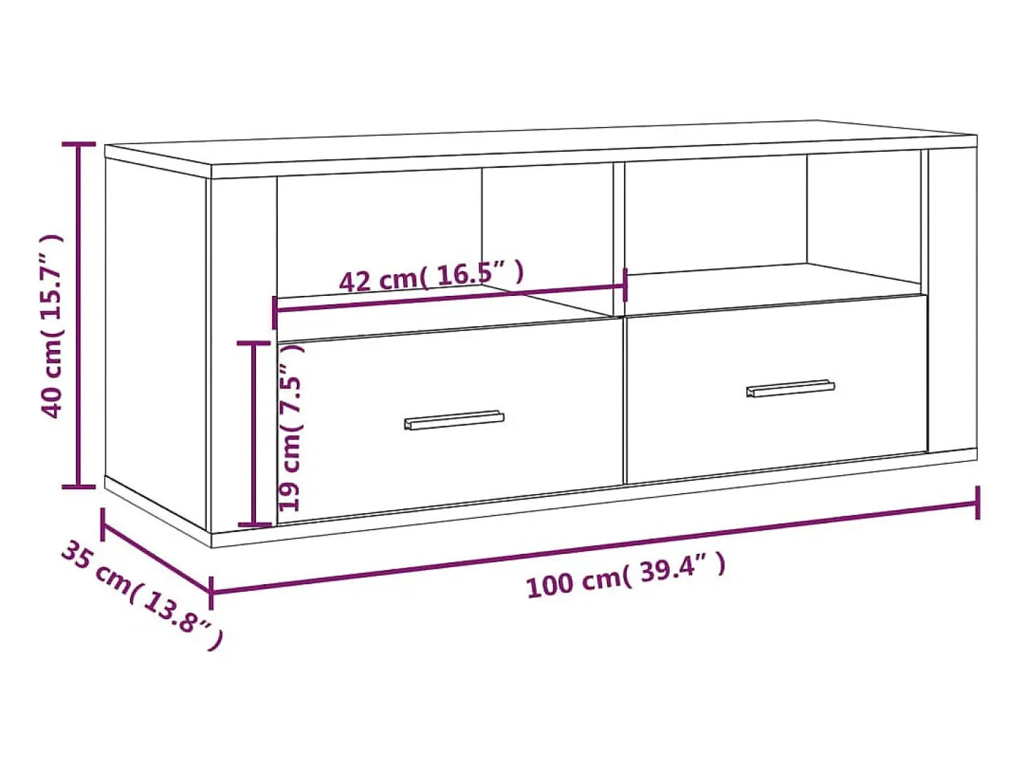 Monster Mueble para TV madera contrachapada roble ahumado 100x35x40 cm