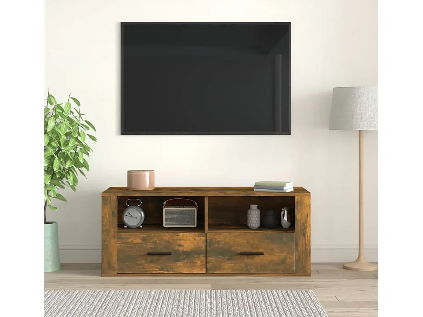 Monster Mueble para TV madera contrachapada roble ahumado 100x35x40 cm