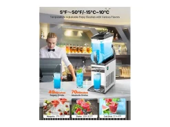Máquina de Granito SucceBuy, Depósito Único de 15 L, Acero Inoxidable, Distribuidor de Bebidas Heladas, para Hogar, Restaurantes, Cafés, Bares