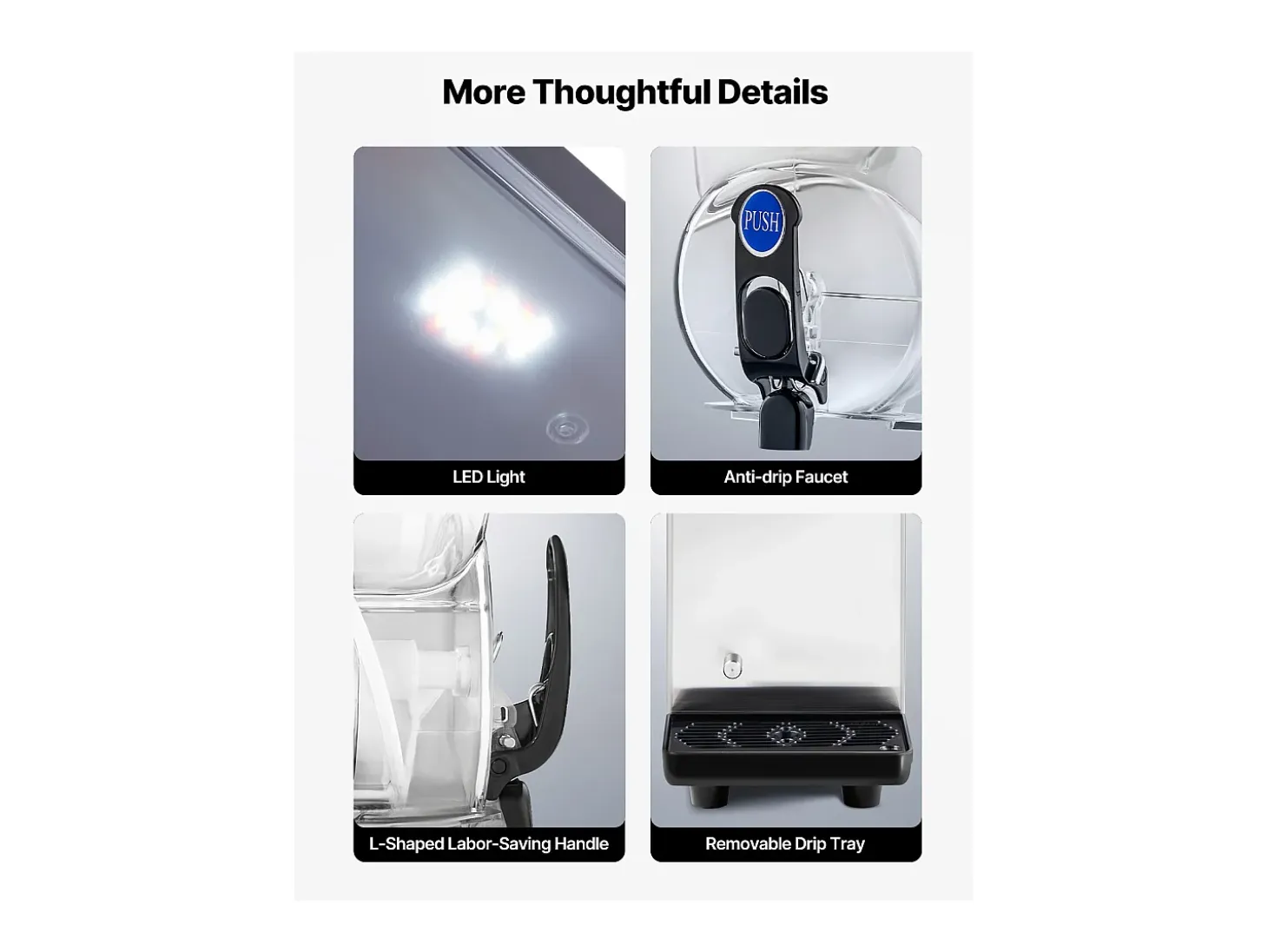 Máquina de Granito SucceBuy, Depósito Único de 15 L, Acero Inoxidable, Distribuidor de Bebidas Heladas, para Hogar, Restaurantes, Cafés, Bares