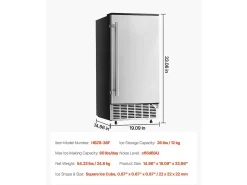 Máquina de Hielo Bajo el Mostrador SucceBuy, 36 kg/Día con Puerta Reversible Integrada