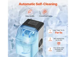 Máquina De Hielo De Mostrador SucceBuy, 20.41 kg De Hielo En 24 Horas, Autolimpiante, Con Pala Y Cesta
