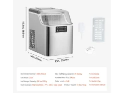 Máquina De Hielo De Mostrador SucceBuy, 20.41 kg De Hielo En 24 Horas, Autolimpiante, Con Pala Y Cesta