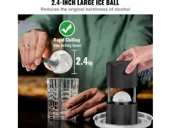 Máquina de Hielo SucceBuy 61 mm, Prensa de Hielo en Aluminio Redondo, Negro