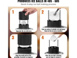 Máquina de Hielo SucceBuy 61 mm, Prensa de Hielo en Aluminio Redondo, Negro