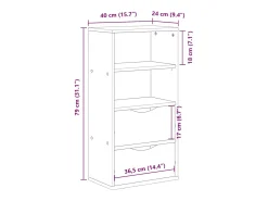 Mueble auxiliar con cajones ODDA blanco 40x24x79 cm madera pino