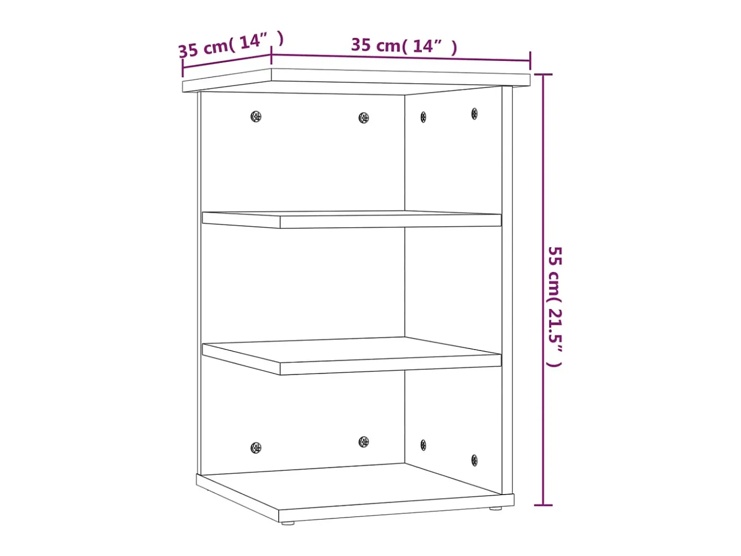 Mueble auxiliar madera contrachapada roble ahumado 35x35x55 cm