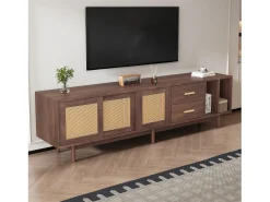 Mueble bajo para TV - 190 x 40 x 52 cm - con 3 puertas + 2 cajones - para TV de 75 pulgadas - MDF - Marrón