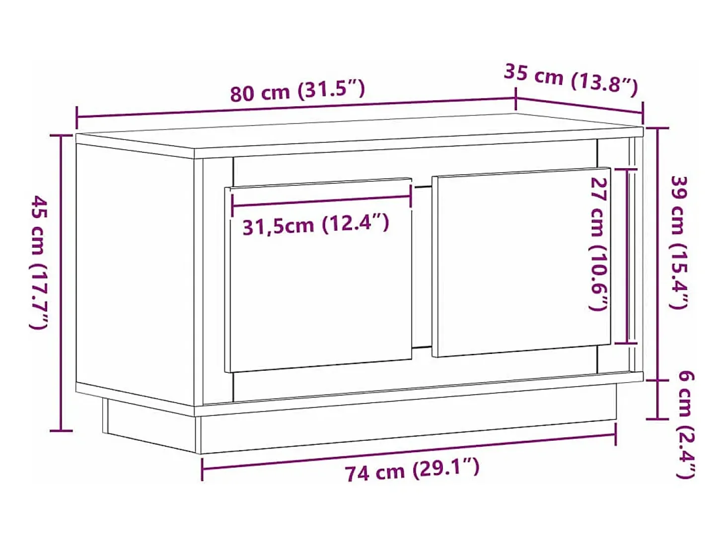 Mueble Bajo para TV Roble artisan 80 x 35 x 45 cm
