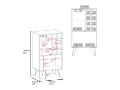 Mueble bar aster en melamina con 8 botelleros, 9 portacopas y almacenamiento inferior , Blanco , 109.4 cm X 59.6 cm X 40 cm