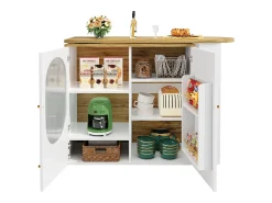 Mueble bar blanco de 3 puertas - Mueble bar expandible con estantes de 3 niveles y almacenamiento - divisores extraíbles