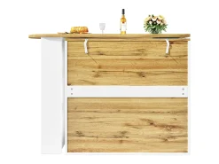 Mueble bar blanco de 3 puertas - Mueble bar expandible con estantes de 3 niveles y almacenamiento - divisores extraíbles