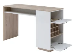 Mueble bar con almacenaje - Blanco y natural - ANOSKI