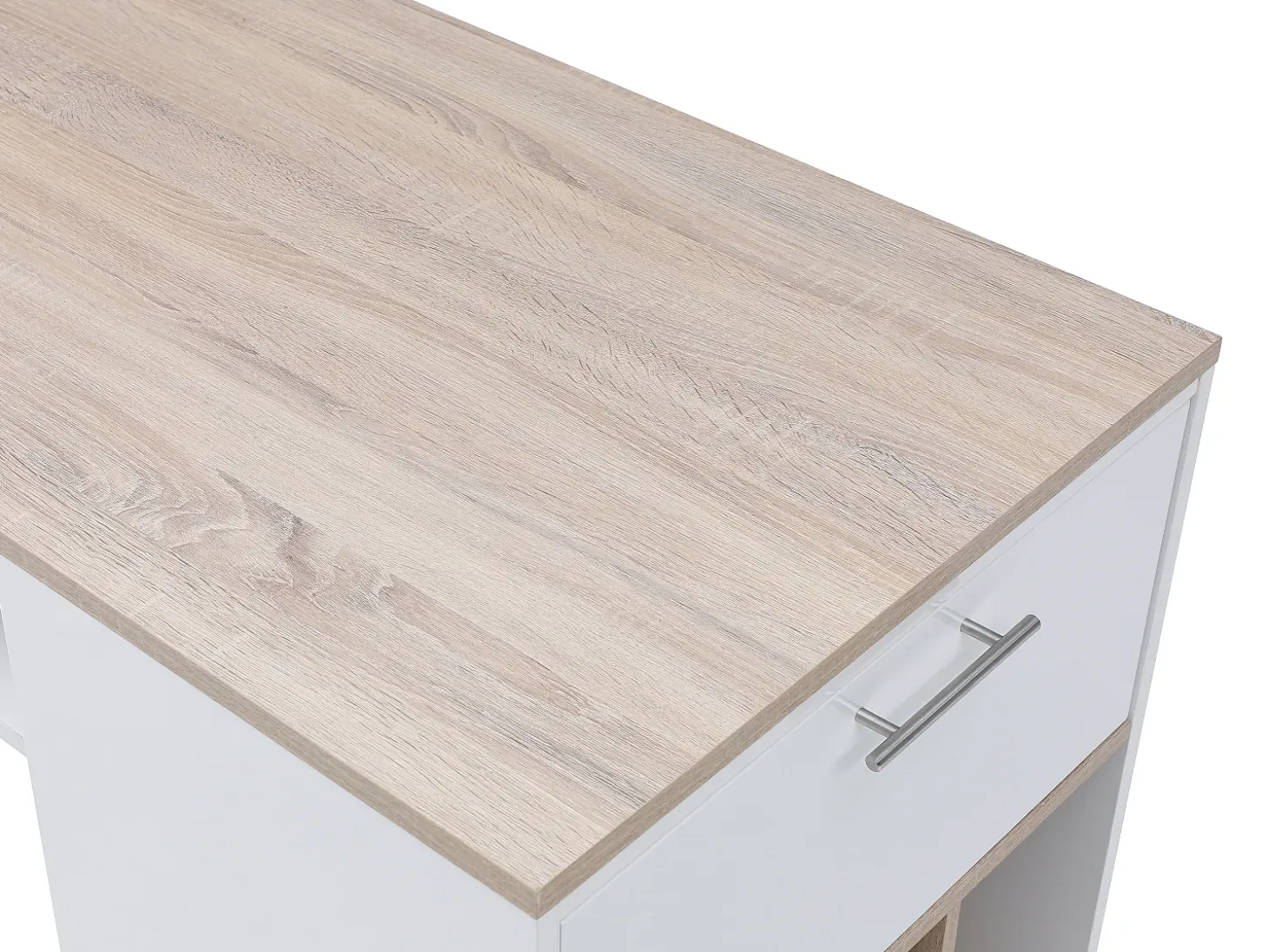 Mueble bar con almacenaje - Blanco y natural - ANOSKI