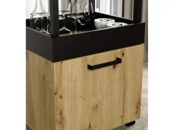 Mueble bar de 89x50x41 cm de tablero laminado en color beige con 1 puerta y ruedas Fizz