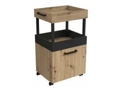 Mueble bar de 89x50x41 cm de tablero laminado en color beige con 1 puerta y ruedas Fizz
