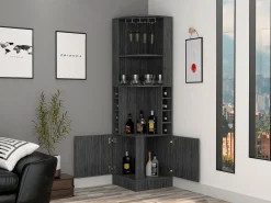 Mueble bar esquinero Syrah con soporte para copas , 180.59 cm X 46.73 cm X 46.73 cm , Marrón