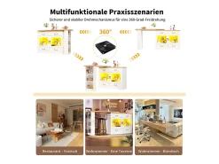 Mueble bar extensible - 135/203 x 39 x 92,8 cm - mesa giratoria con LED + 4 cajones - MDF - blanco