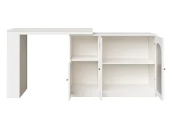 Mueble bar giratorio - 200 x 40 x 103 cm - con 3 puertas y 4 compartimentos abiertos - puerta de cristal - blanco