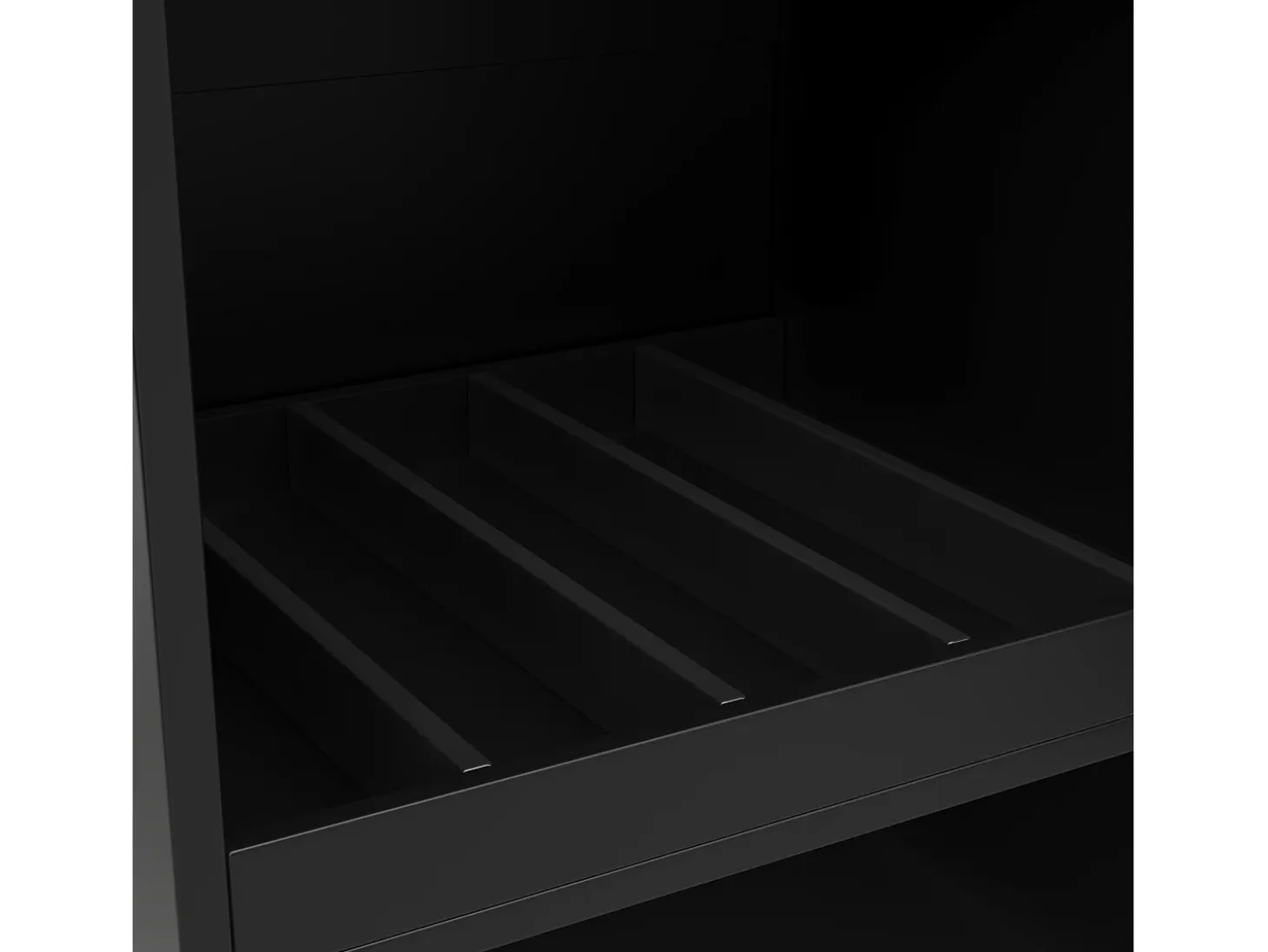 Mueble bar giratorio - 204 x 39 x 104 cm - con 2 cajones y 1 puerta - 5 espacios de almacenamiento abiertos - negro
