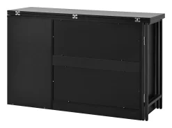 Mueble bar giratorio con 2 puertas de cristal - Tapa reversible - Negro